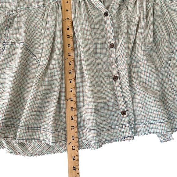 Free People We the Free Rainbow Picnic Button Down Shirt Babydoll Womens Large - Picture 13 of 16